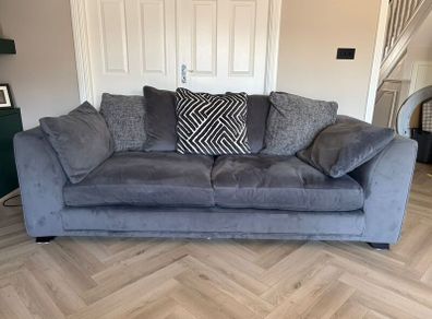 2 YR OLD DFS Grey 4-Seater Sofas x2 &Matching Footstool