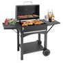BBQ Barbecue Grill Outdoor Compact Smoker Barbeque Charcoal BBQ Grill Smoker with Side Shelves Temperature Gauge, Warming Rack, and Air Vents for Camping and Garden Image 2