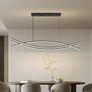 120CM Adjustable Pendant Light, Black Modern LED Ceiling Lights Dimmable 10 to 100 Kitchen Island Lighting 3000K/4500K/6000K 3 Color Chandeliers for Dining, Living Room Image 2