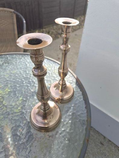 old brass candle stick holders