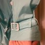 Vintage Burberry turquoise/aquamarine light trench coat uk 10 Image 5