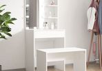 Dressing Table Set with LED White Engineered Wood