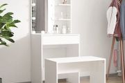 Dressing Table Set with LED White Engineered Wood