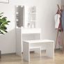 Dressing Table Set with LED White Engineered Wood Image 4