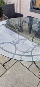 Glass top garden table
