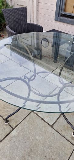Glass top garden table