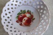 Rare find Small Vintage Schumann Bavaria round  Fruit Bowl , Lattice Edged Schumann Bowls With Fruit and Berries as Trinket dish.