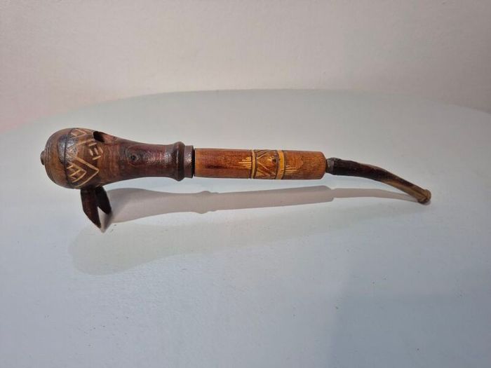 Vintage Estate Pipe Collection with Solid Wood Display Rack