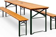 Wooden picnic table and two benches Garden foldable table