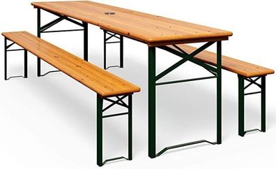 Wooden picnic table and two benches Garden foldable table