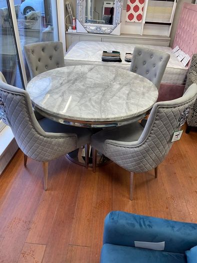 Marble Kitchen Dining Table With 6 Chairs