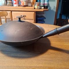 Netherton Foundry spun iron 13" wok with lid