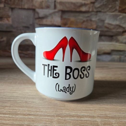 Brand new white ceramic The Boss Lady mug