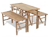 Beer Table with 2 Benches 100 cm Bamboo