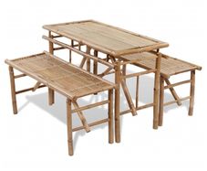 Beer Table with 2 Benches 100 cm Bamboo