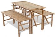 Beer Table with 2 Benches 100 cm Bamboo