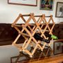 Vintage Wooden Accordion 8 Bottle Wine Rack Brass Rivets Countertop Wood Rustic Cottagecore Old Country Farmhouse Image 2