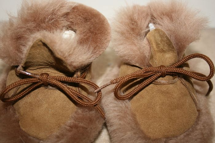 Olly B's Brown Sheepskin and Fur Baby Booties - New