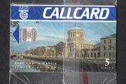 1995 Ireland 5 unit John Glynn and Co. solicitors showing The Four Courts in Dublin with the Liffey River are pictured on the card (Schlumberger SC7) Call Card Mint in packaging