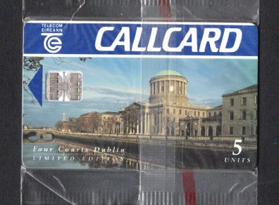 1995 Ireland 5 unit John Glynn and Co. solicitors showing The Four Courts in Dublin with the Liffey River are pictured on the card (Schlumberger SC7) Call Card Mint in packaging