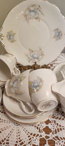 21 pcs Very pretty Vintage Royal Stuart Teaset Pale blue and pink flowers