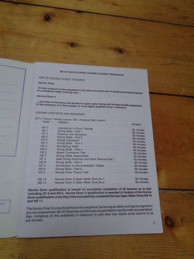 BSAC Novice Student Work Book for Sale