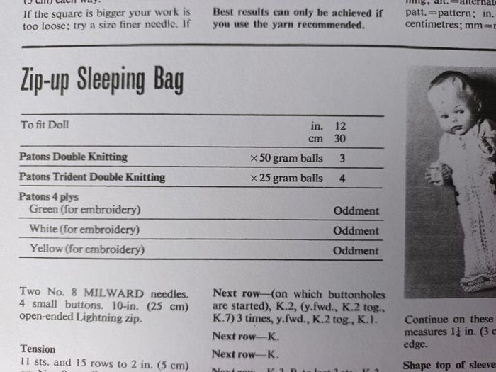 Knitting Pattern - Copy - Clothes for 12 inch Doll - Patons 6368