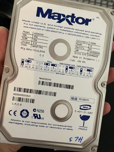 Maxtor 60GB 3.5 inch IDE/PATA Hard Drive 5400RPM