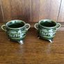 A Pair of Vintage Dark green ireland Decorative cauldron pots Image 2