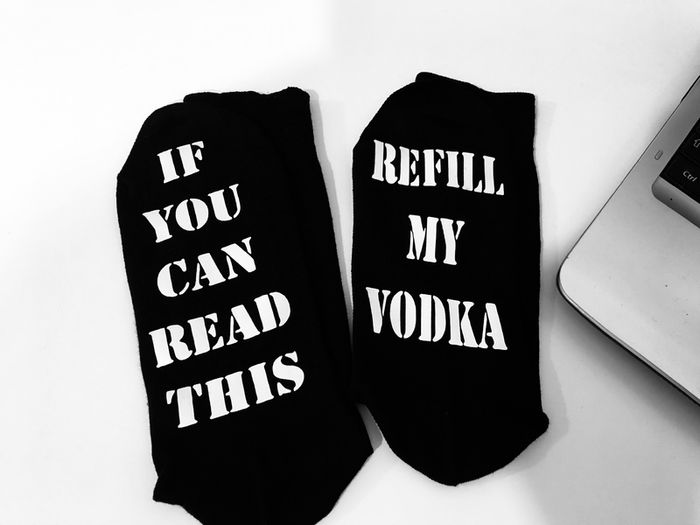 If You Can Read This Refill My Vodka Funny Socks Great Gift Present Idea