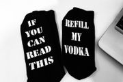 If You Can Read This Refill My Vodka Funny Socks Great Gift Present Idea