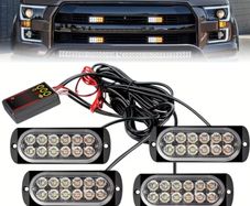 4 x 12LED Car Front Grille Lighting LED Light Bar Beacon Lamp