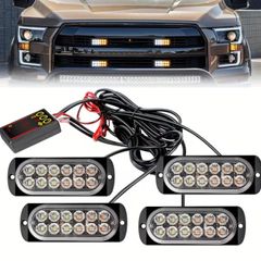 4 x 12LED Car Front Grille Lighting LED Light Bar Beacon Lamp