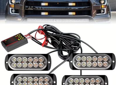 4 x 12LED Car Front Grille Lighting LED Light Bar Beacon Lamp