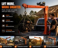 Electric Pickup Truck Crane 499kg with 1587kg Electric Winch 360 Degree Swivel
