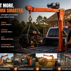 Electric Pickup Truck Crane 499kg with 1587kg Electric Winch 360 Degree Swivel