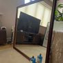 Large Luxury Square Mirror 120x120cm Solid Wood Frame & Gold Detail Image 2