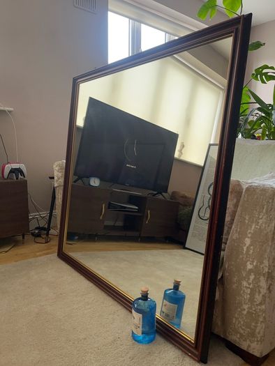 Large Luxury Square Mirror 120x120cm Solid Wood Frame & Gold Detail