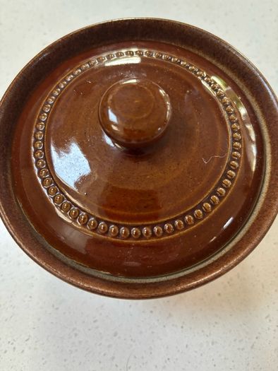 Vintage Moira Pottery England Treacle Glazed Casserole Dish with Lid -