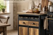 Kitchen Island Trolley on Wheels Vintage Brown