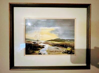 Original watercolour Donegal Dawn by artist Robert Allen dated 1997