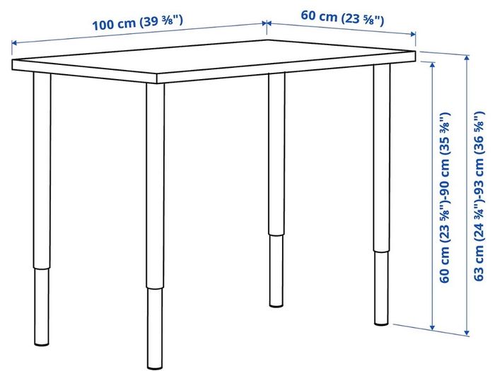 IKEA Desk, white stained oak effect/black