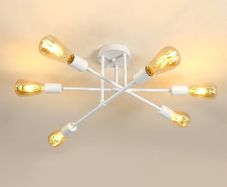 NEW SALE | Chandelier Light, 6 Lights Industrial Semi Flush Mount Ceiling Lamp, Vintage Chandelier Lighting for Living Room Bedroom Kitchen Dining Room Hallway E27