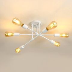 NEW SALE | Chandelier Light, 6 Lights Industrial Semi Flush Mount Ceiling Lamp, Vintage Chandelier Lighting for Living Room Bedroom Kitchen Dining Room Hallway E27