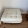 2-Seater Cream Faux Leather Sofa + Matching Footstool Image 4