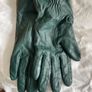 Vintage Green Leather Ladies Gloves size M Image 2