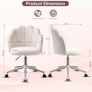 Chair for Dressing Table with Wheels, Boucle Desk Chair for Bedroom, Swivel Armchair for Home, Height Adjustable&Easy Assembly, White/Beige Image 3