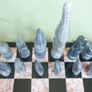 Vintage Marble Chess Board, 14 inch and Handcrafted African Soapstone Chess Set (king 6") Image 9