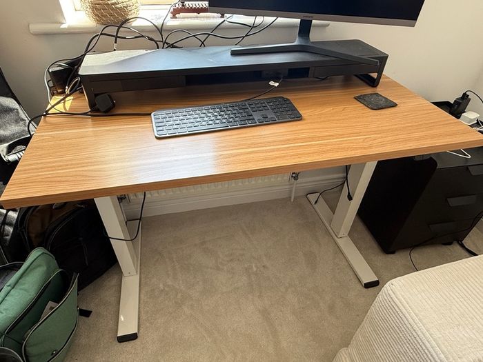 Dual Monitor Stand Riser with Drawer, Wireless Charging, USB