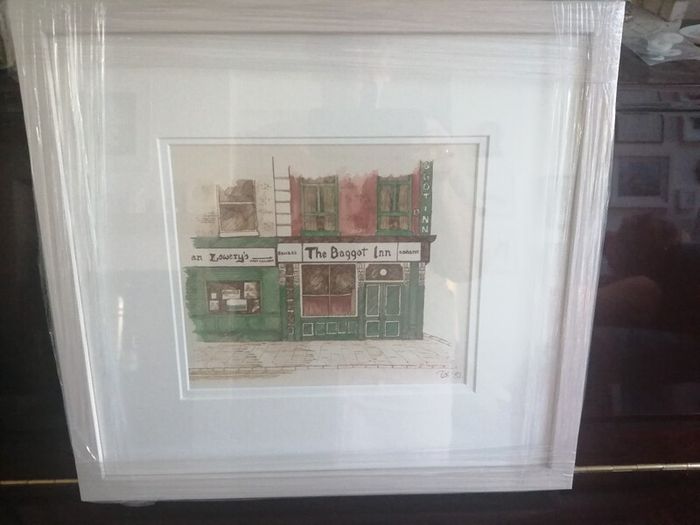 Original Pen and Watercolour painting of Baggot Inn